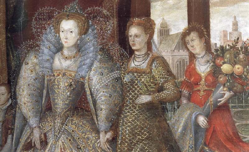 Queen Elizabeth i leads in Peace and Plenty from a Garden, unknow artist
